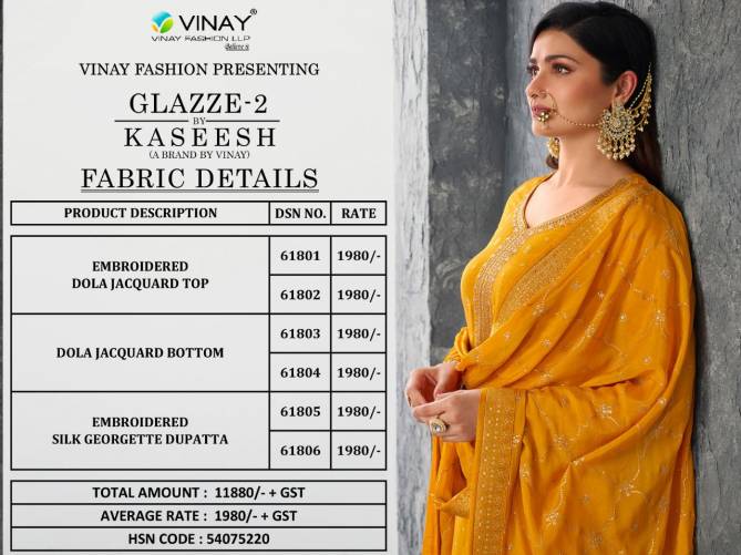 Vinay Kaseesh Glazze 2 Festive Wear Wholesale Salwar Suits Collection 